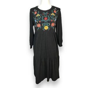 Polagram Embroidered Long Sleeve Boho Dress